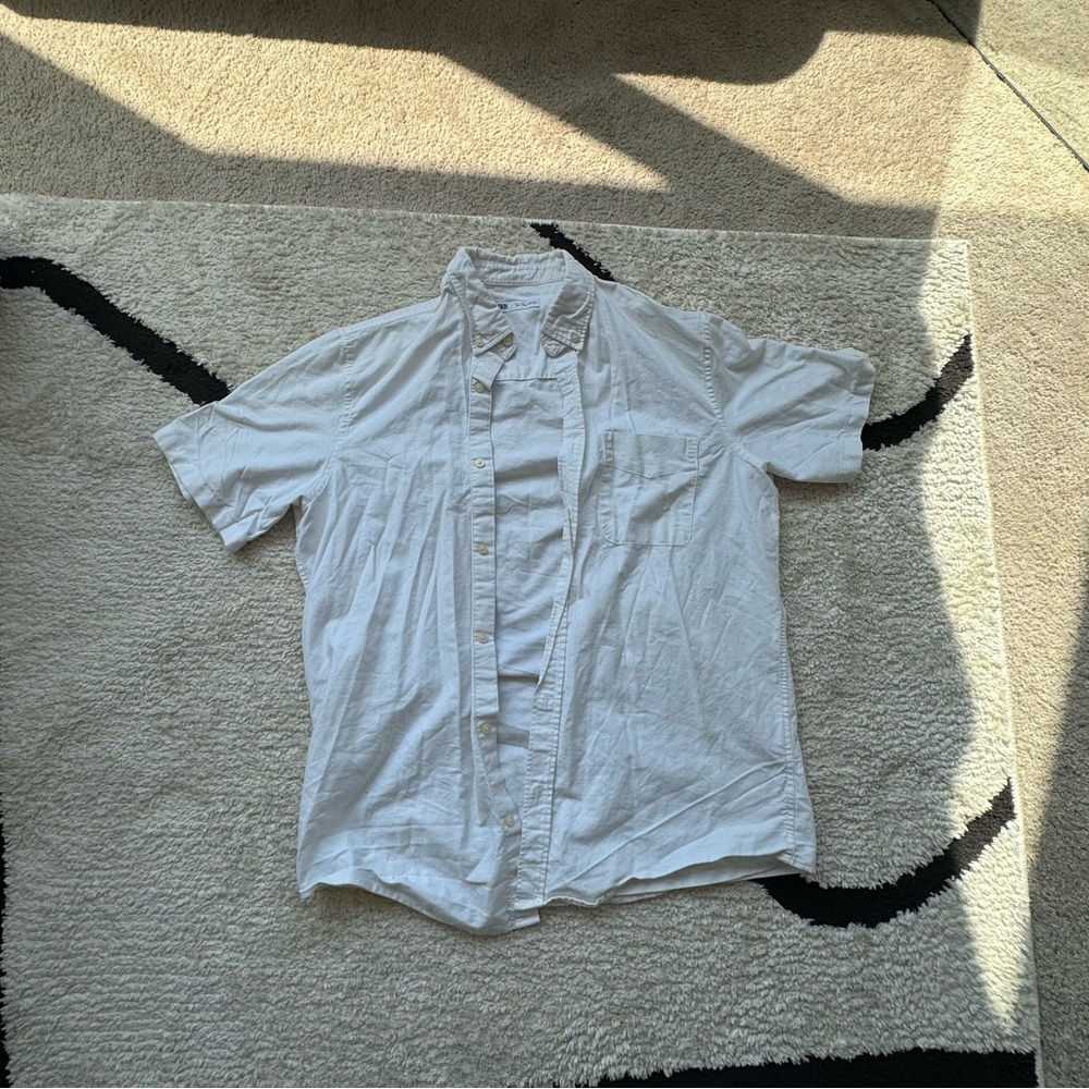 Zara White Casual Button Down Shirt